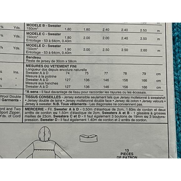 McCalls 7311 Sewing pattern pullover quarter zip 1980s size XL XXL - Picture 7 of 8